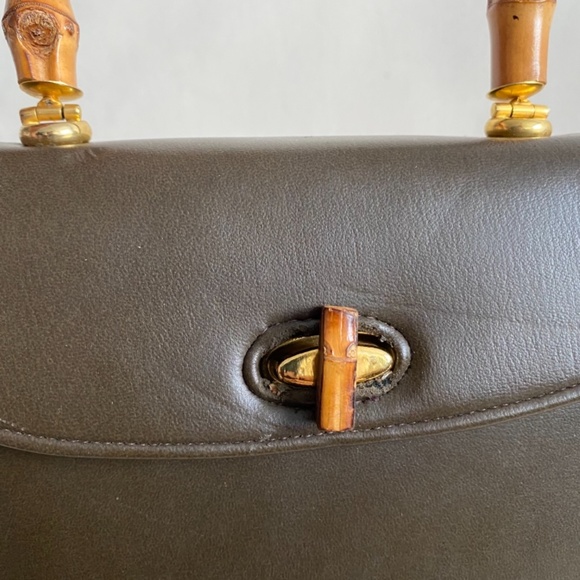 Vintage Meyers Purse Accordian Brown Bamboo Handle Tiki Mid Century Handbag - Picture 10 of 14